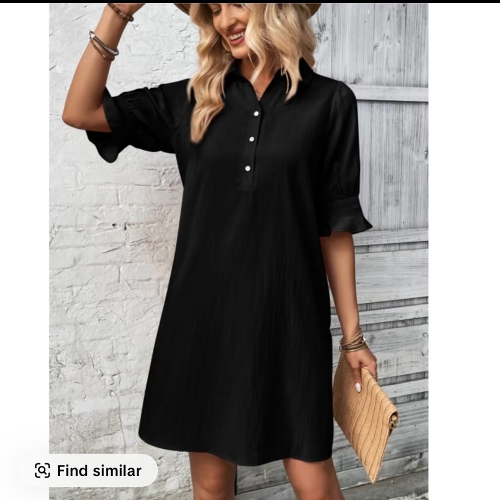 Dirass Navy Blue Button-Up Dress Size M NWT